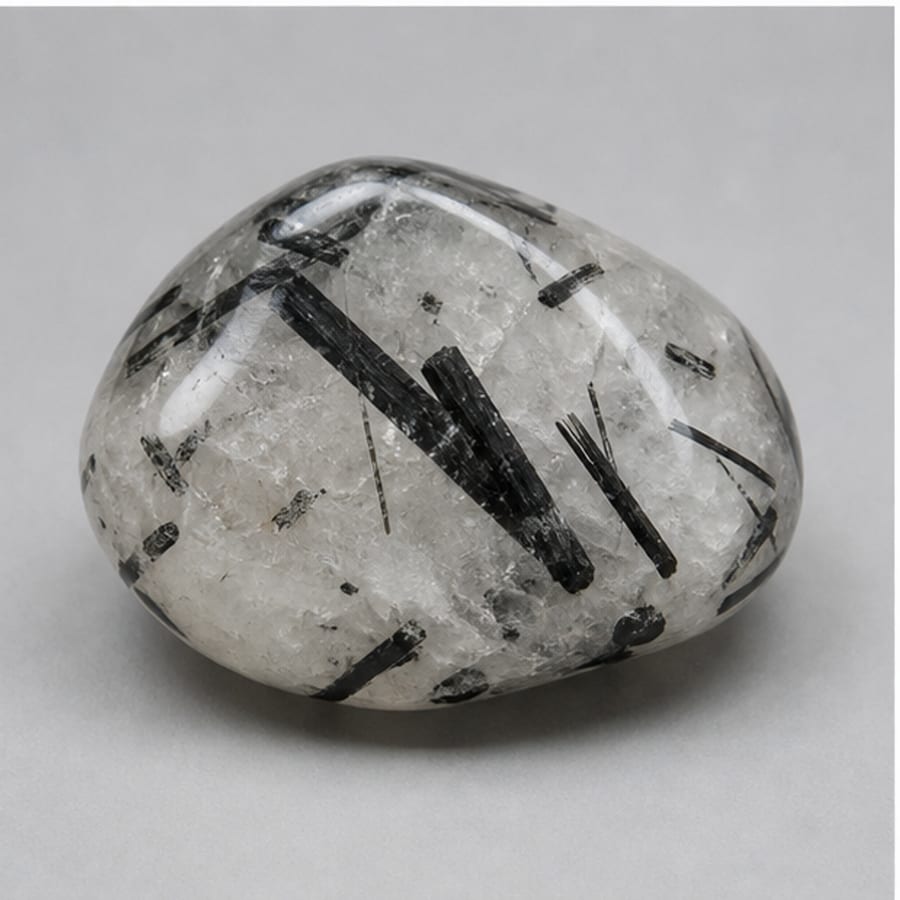 Quartz tourmaliné - Variante polie